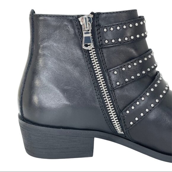 Aqua Blane Black Leather Womens Ankle Boots Size 7.5M - Picture 8 of 12